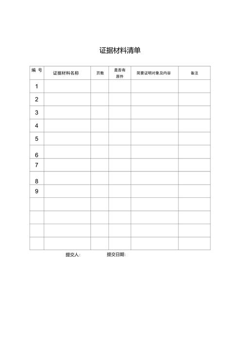 文物交易传承链证据清单核对表