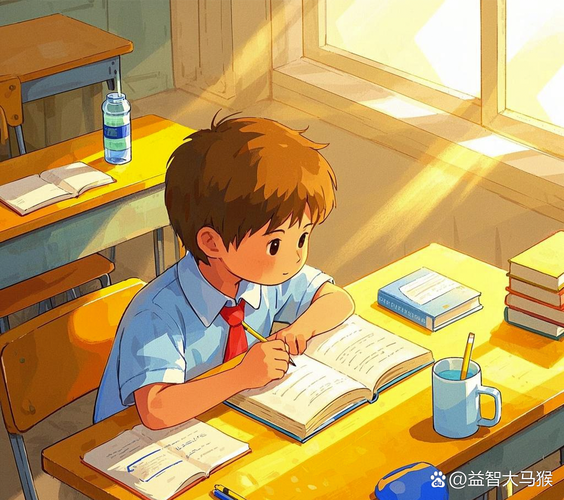 小学教室角落独自看漫画的小学生