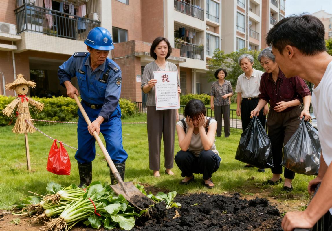 小区公共绿地被私改菜园纠纷现场图