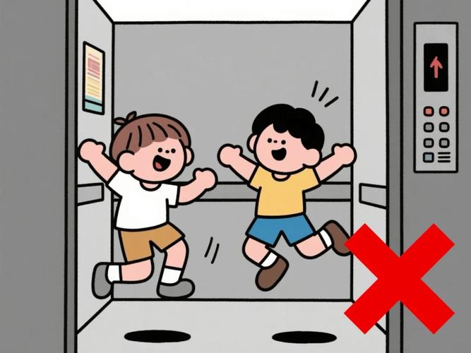 电梯带孩子乘坐安全姿势示意图