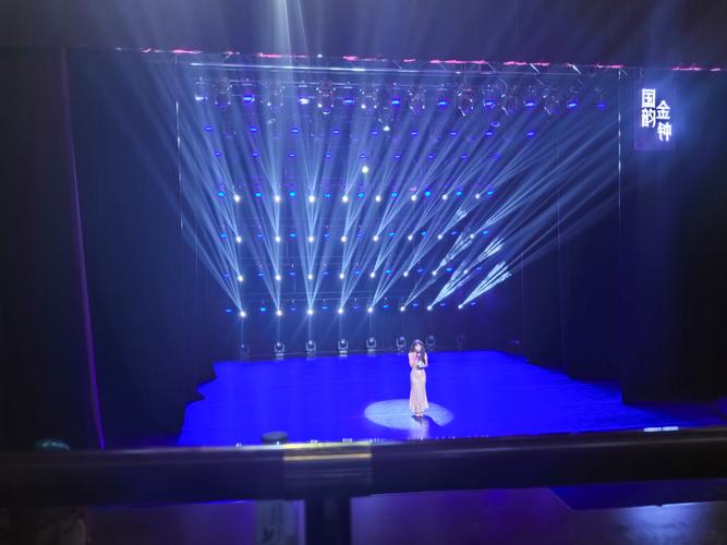 演讲者自信站在舞台上的聚光灯效果