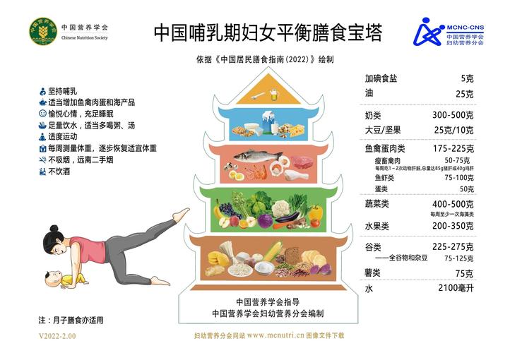 哺乳期每日营养摄入金字塔示意图