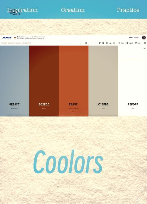 在线配色工具Coolors随机生成配色组合操作界面