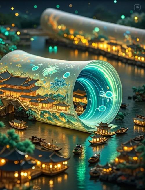 Midjourney生成赛博朋克清明上河图示例