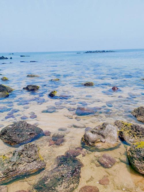 小众海岛沙滩散落的碎珊瑚礁石