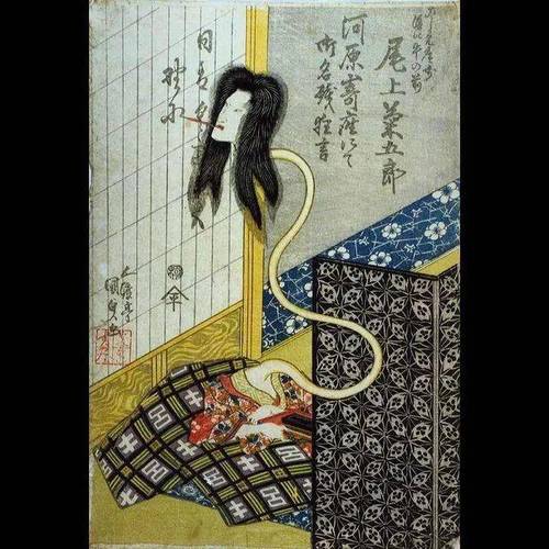 日本传统浮世绘幽霊井戸怪谈场景