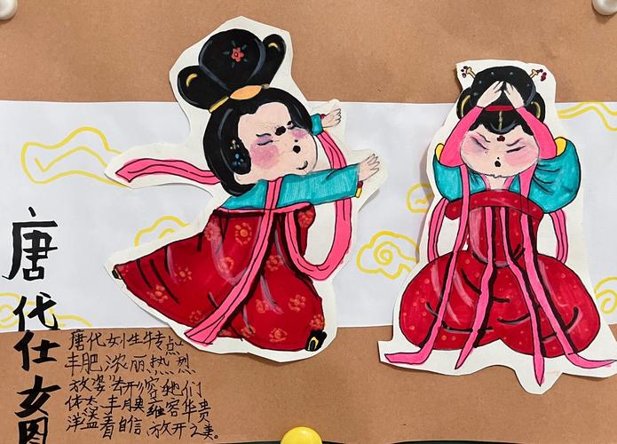 不同版本唐代仕女图儿童探究卡片实拍