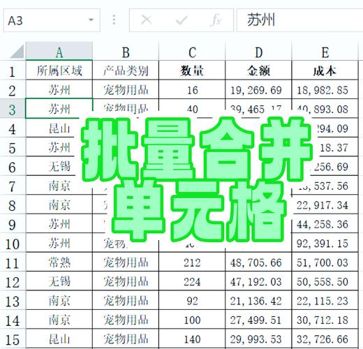 Excel批量合并相同单元格分类汇总步骤图
