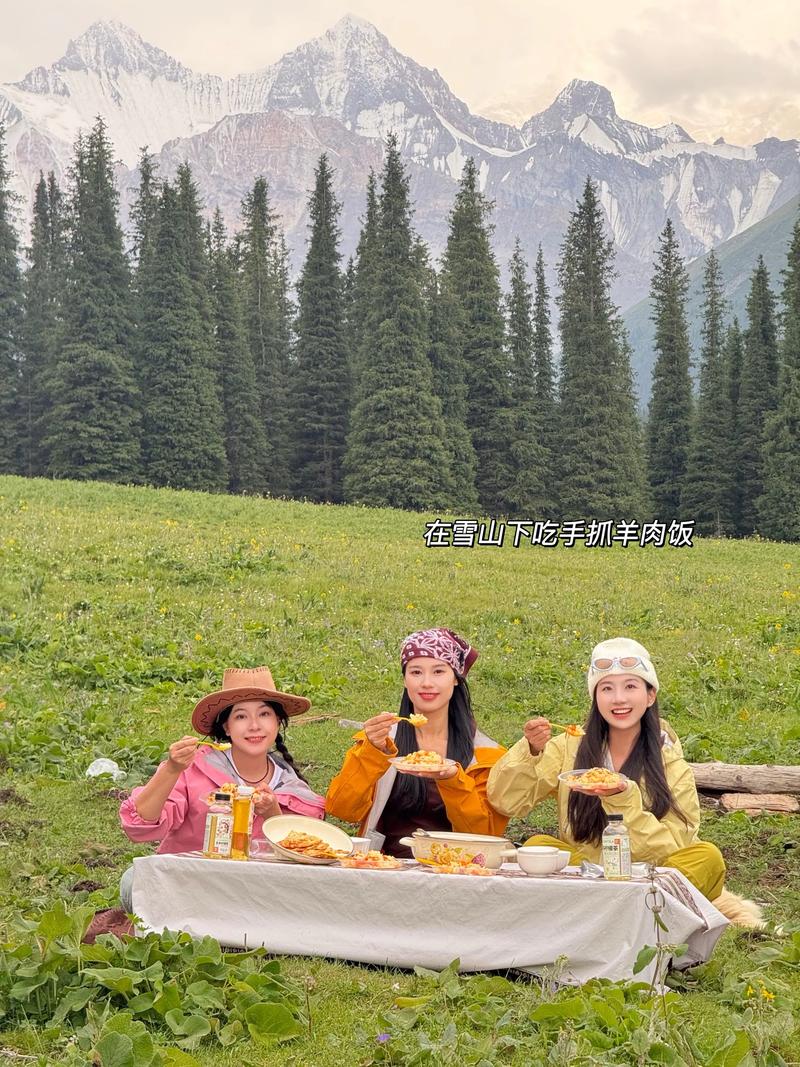 夏塔山谷牧民毡房牛粪煮手抓肉