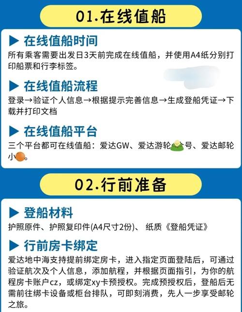 轮渡登船前乘客准备清单示意图