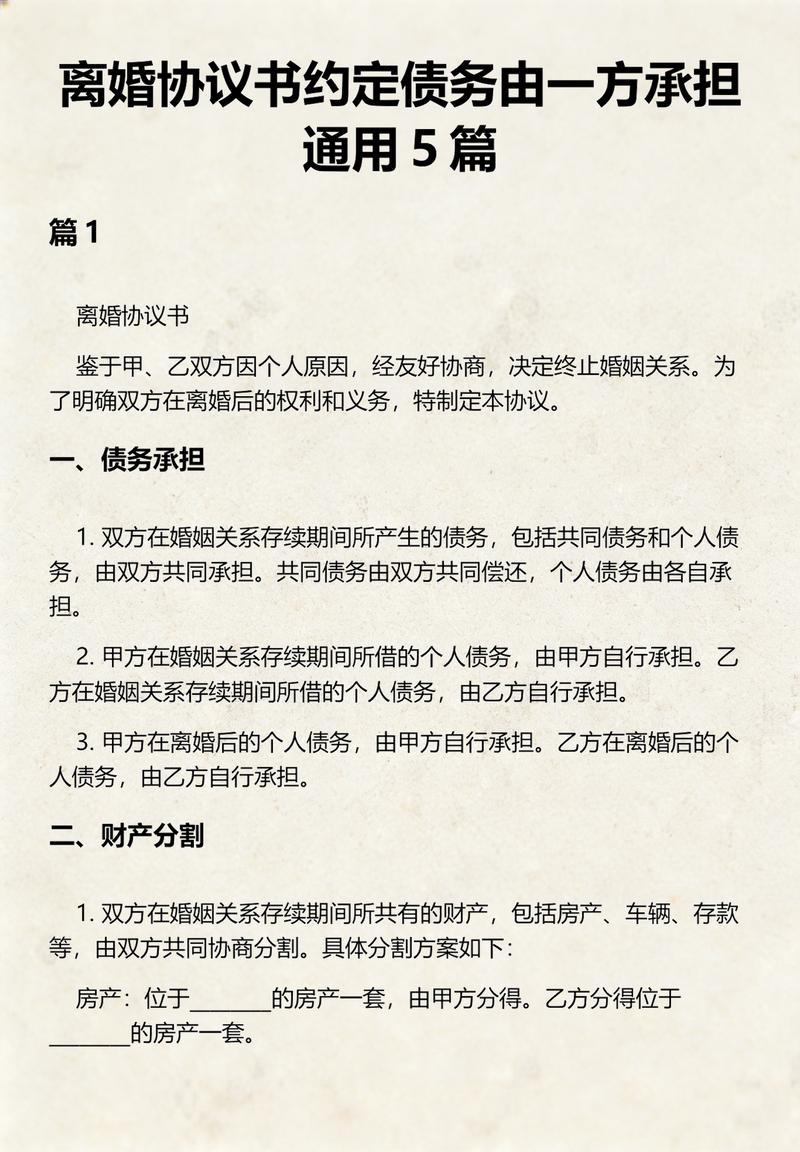 离婚时可以约定债务由一方承担吗?