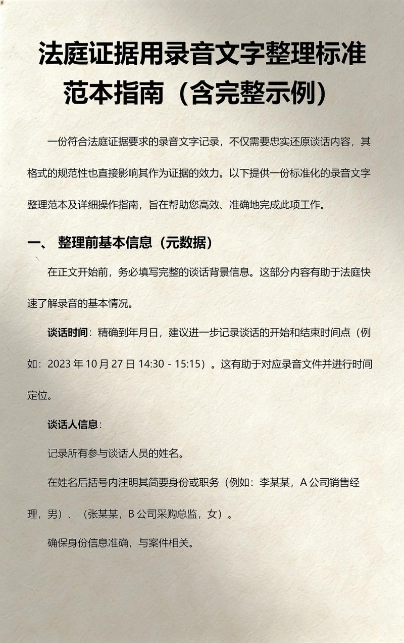 诉讼录音证据文字整理稿模板