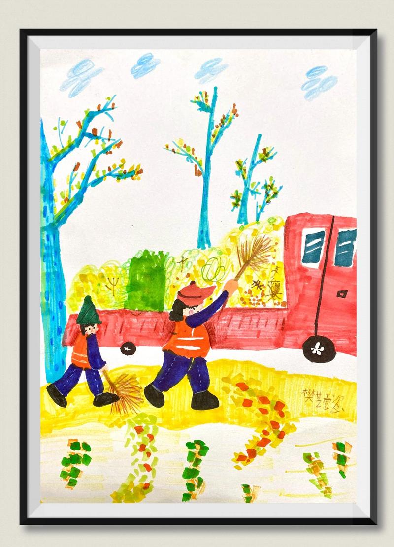 工业企业公益活动乡村儿童绘画作品展示现场
