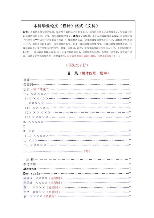 本科毕业设计格式规范标注示例