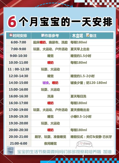 六个月宝宝规律作息每日安排表