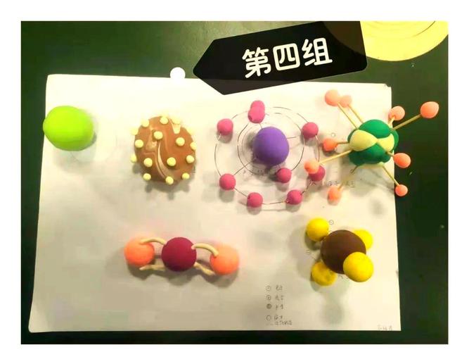 亲子手工橡皮泥制作原子模型桌面