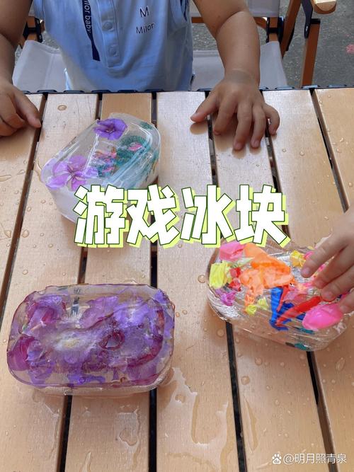 居家自制感官游戏用到的冻橘子冰块和装米的矿泉水瓶