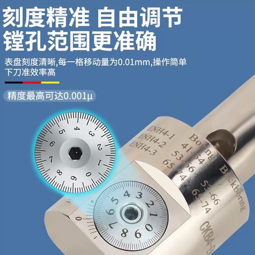 镗床操作者使用百分表调整微调镗刀