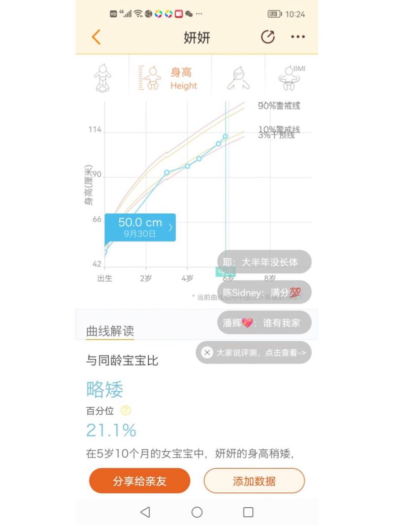 超级宝贝APP生长曲线记录界面截图