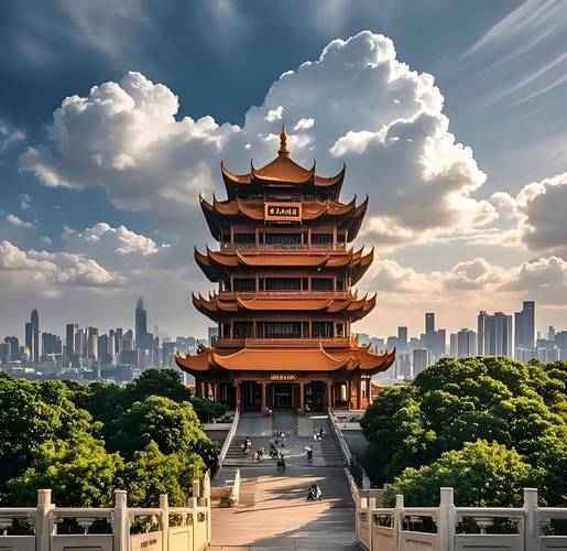 黄鹤楼远眺长江烟波浩渺