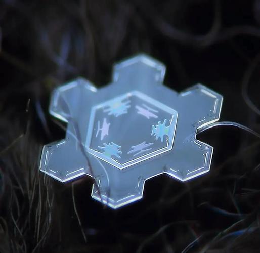 冰晶六角形晶体微距彩色照片