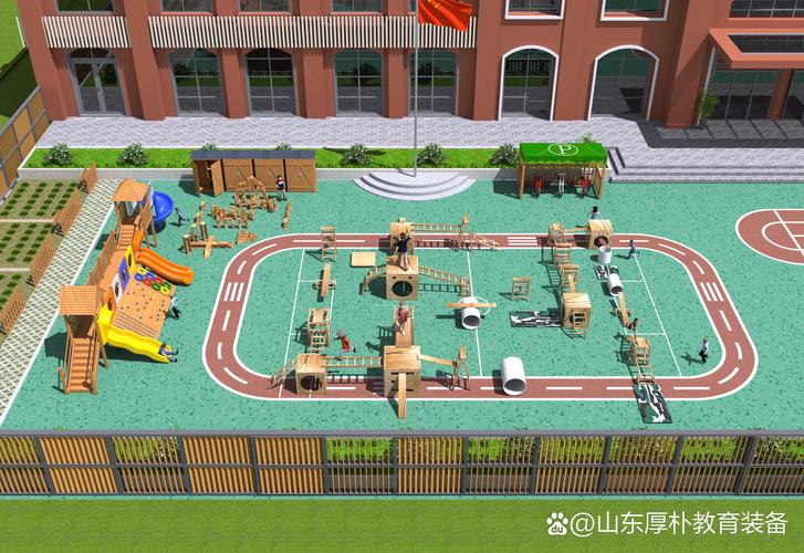 安吉幼儿园户外游戏场梯子和木板