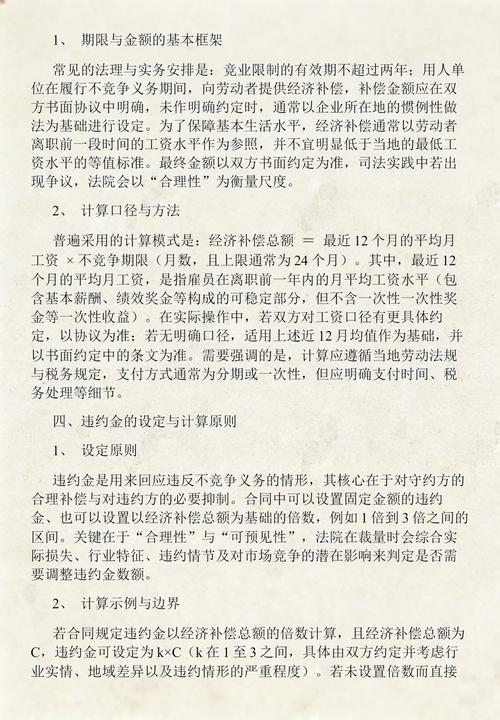 竞业限制补偿金计算与适用范围法律条文解析
