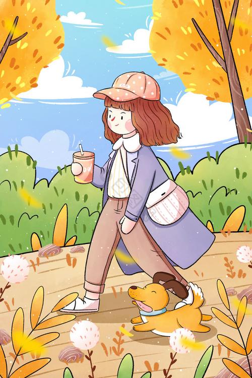 创意人 在自然中散步 获得灵感 插画 悠扬