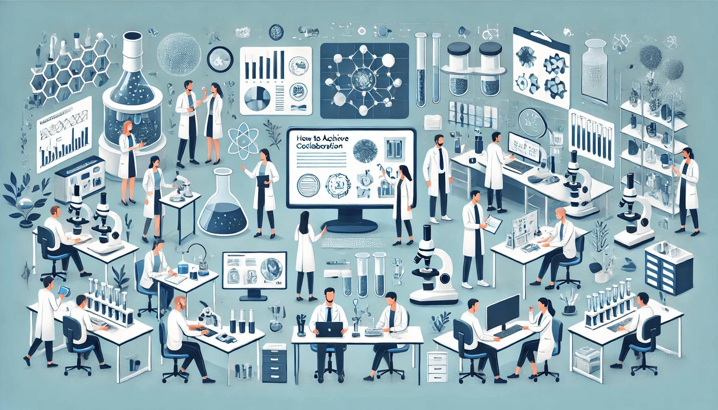 产学研创新联合体三方协同工作场景插画