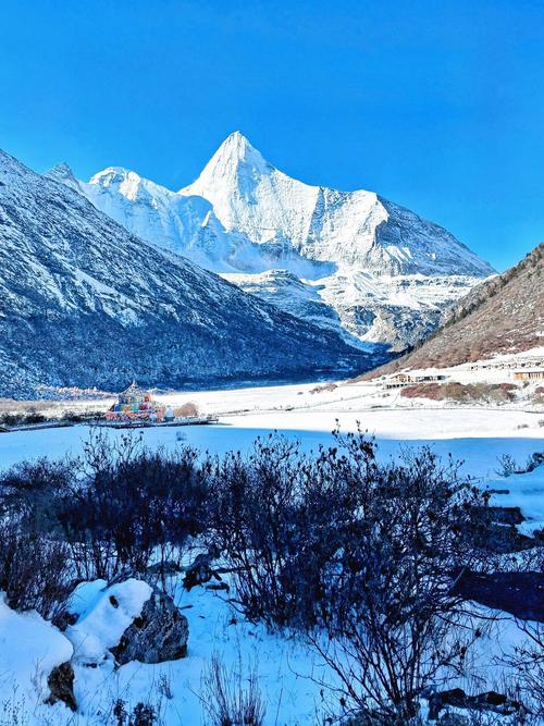 稻城亚丁红叶雪山