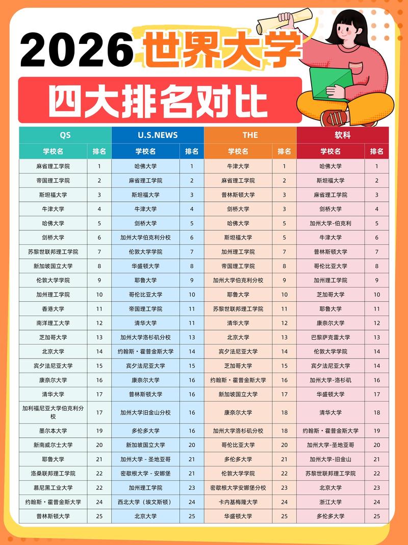 不同大学排名榜单差异对比