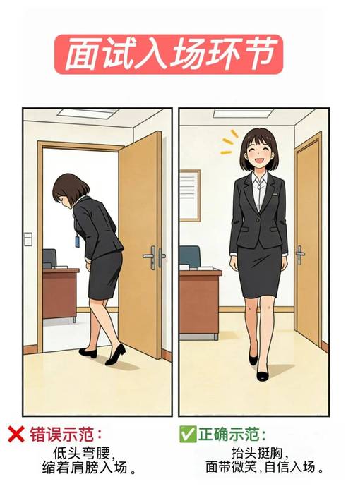 求职面试进门礼仪场景示意图