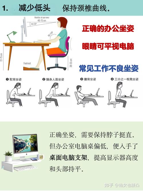 居家办公书桌显示器高度调整示意图