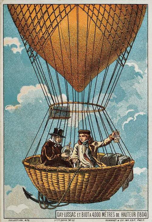 Montgolfier brothers hot air balloon 1783 illustration