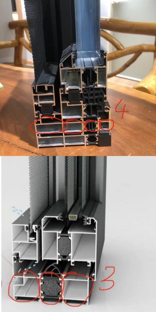 家装塑钢窗型材截面真假对比图