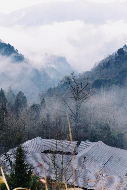 张家界冬季老屋场空景