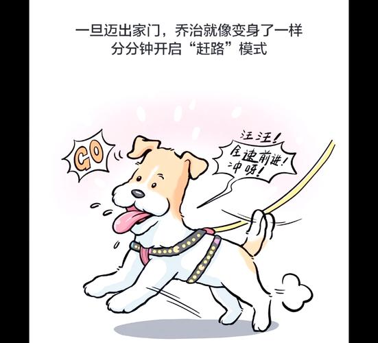 狗狗暴冲拉扯主人散步场景示意图