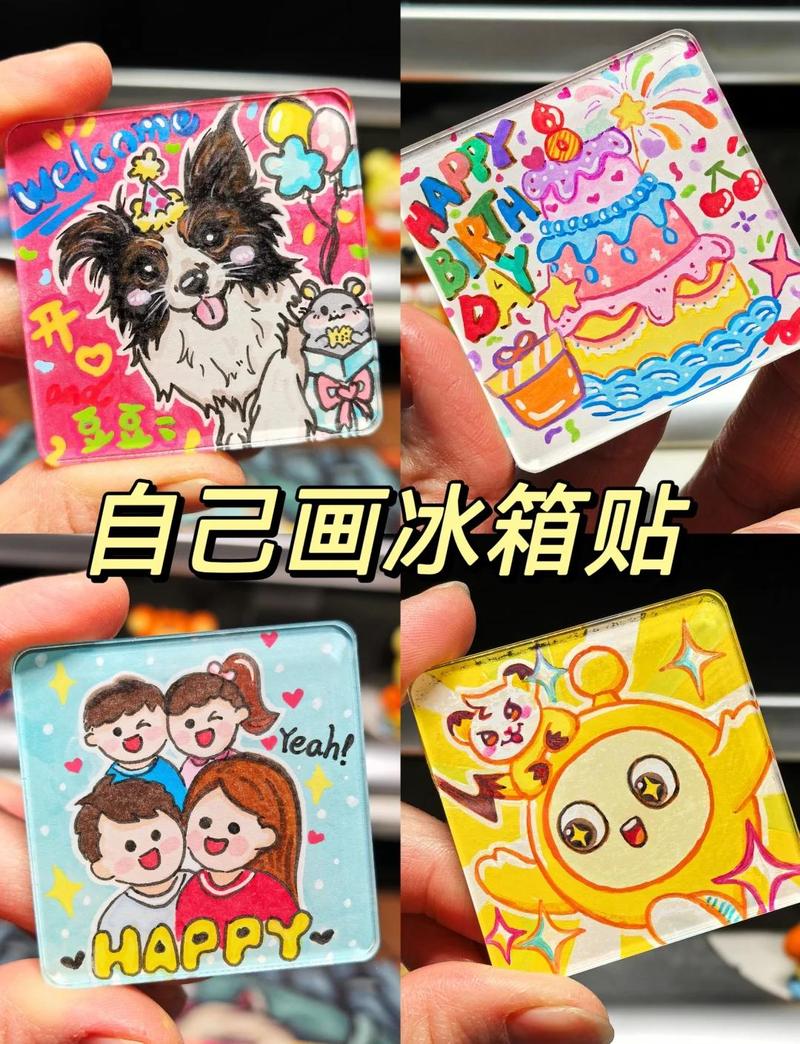 亲子共同手绘约定卡贴冰箱上的温馨画面