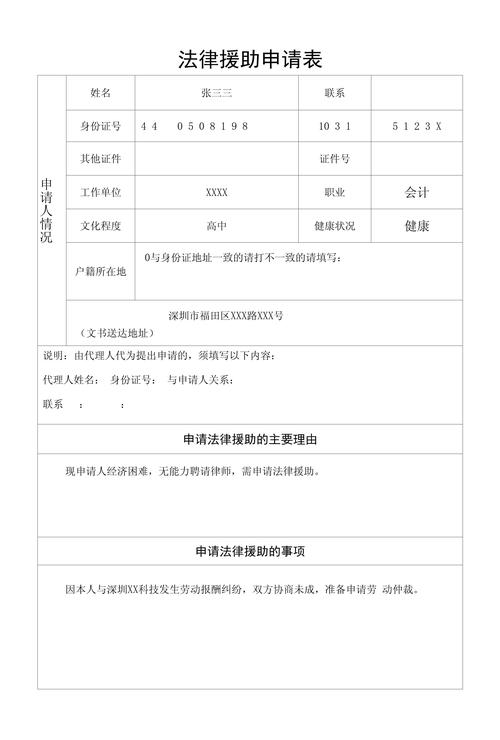 法律援助申请材料清单示例图