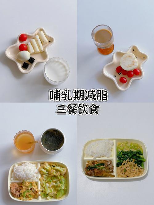 哺乳期瘦身餐一日搭配俯拍图