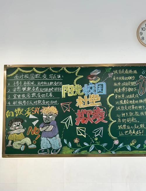 中小学反对校园霸凌宣传板报实拍