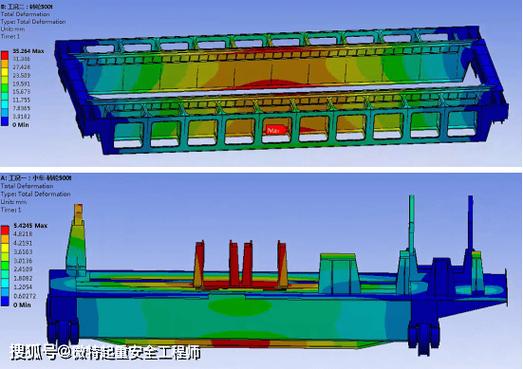 教学用小型起重机静载与动载应力对比仿真图