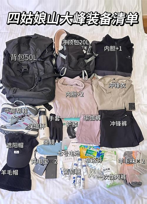 高海拔登山核心必带装备摆放图