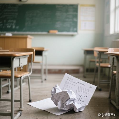 孩子把试卷揉成一团后在书桌前发呆
