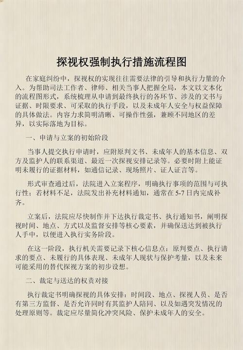 探望权强制执行申请材料清单及执行流程示意图