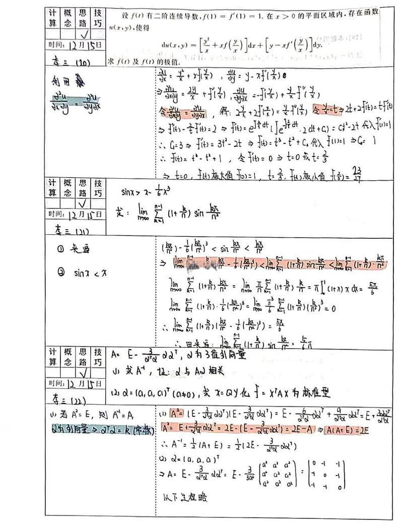 考研备考手写错题本示例