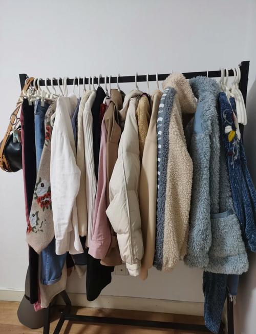 出租屋落地衣帽架堆满乱衣服实拍
