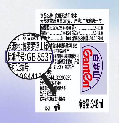 便利店矿泉水瓶背标成分表实拍