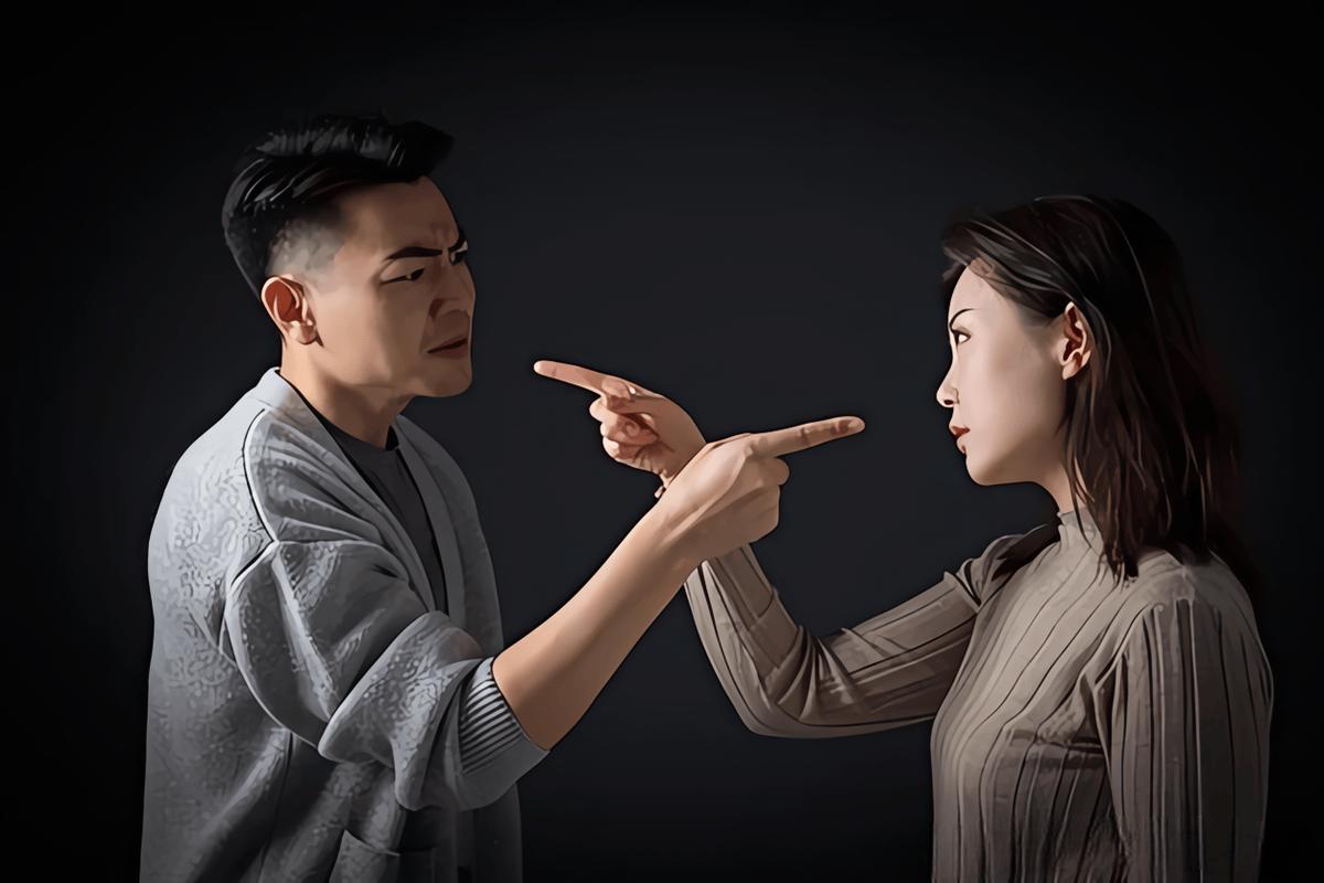 法院门口夫妻争吵场景