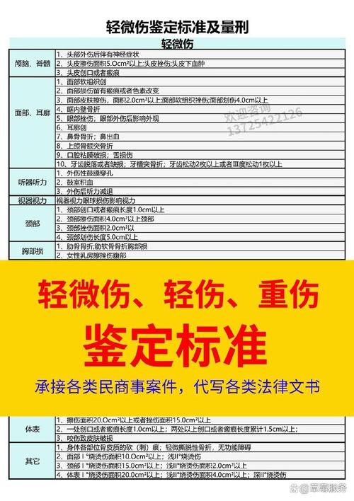人身损害轻伤鉴定标准对照表